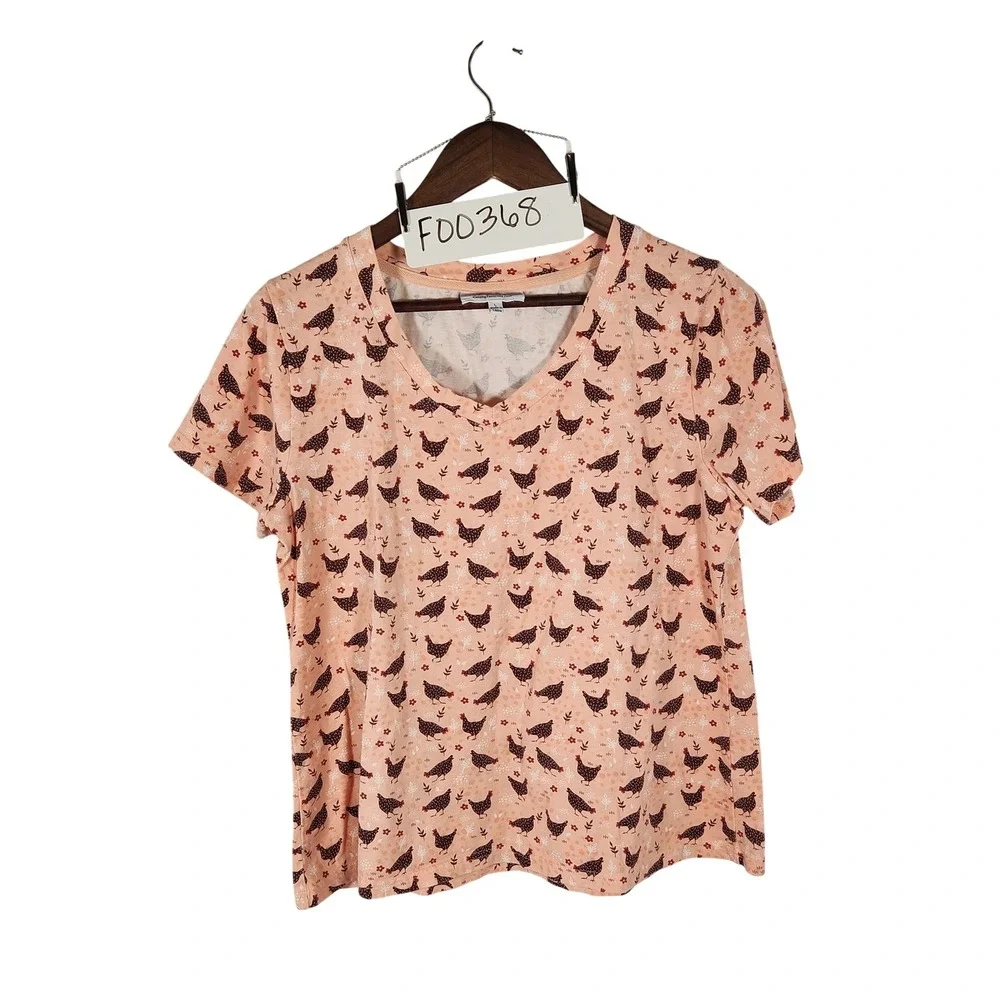 Chicken Pajamas! Catalog Favorites 100% Cotton Peach Pajama Set Size Large‎